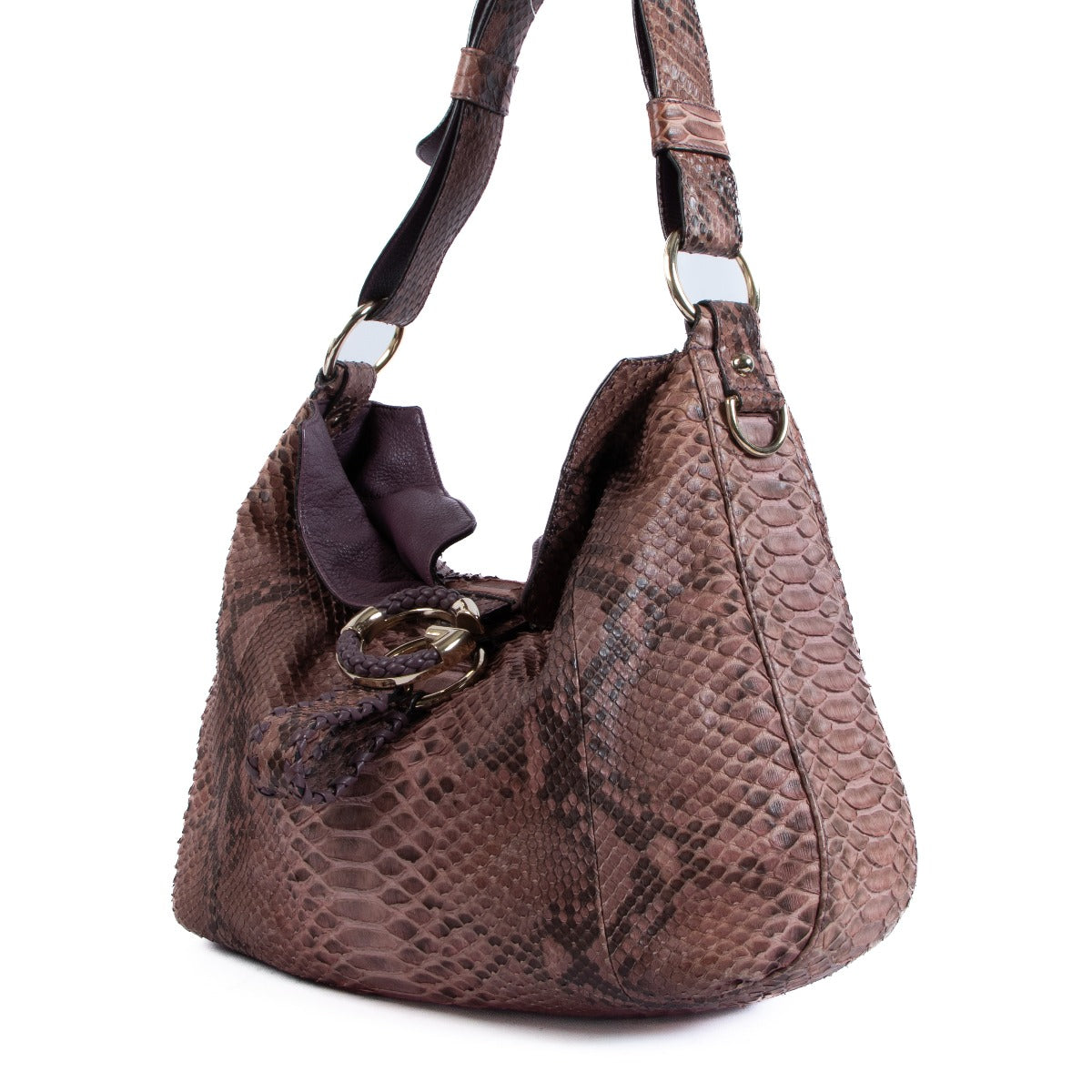 Gucci G Wave Purple Python Large Hobo Bag