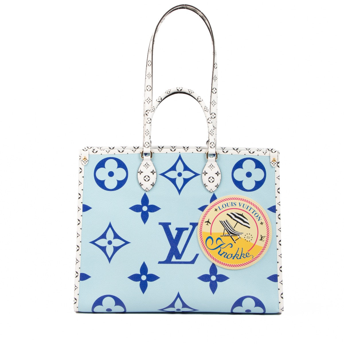 Shop safe online at Labellov in Antwerp, Brussels and Knokke this 100% authentic second hand Louis Vuitton Blue Monogram Limited Edition Knokke Onthego