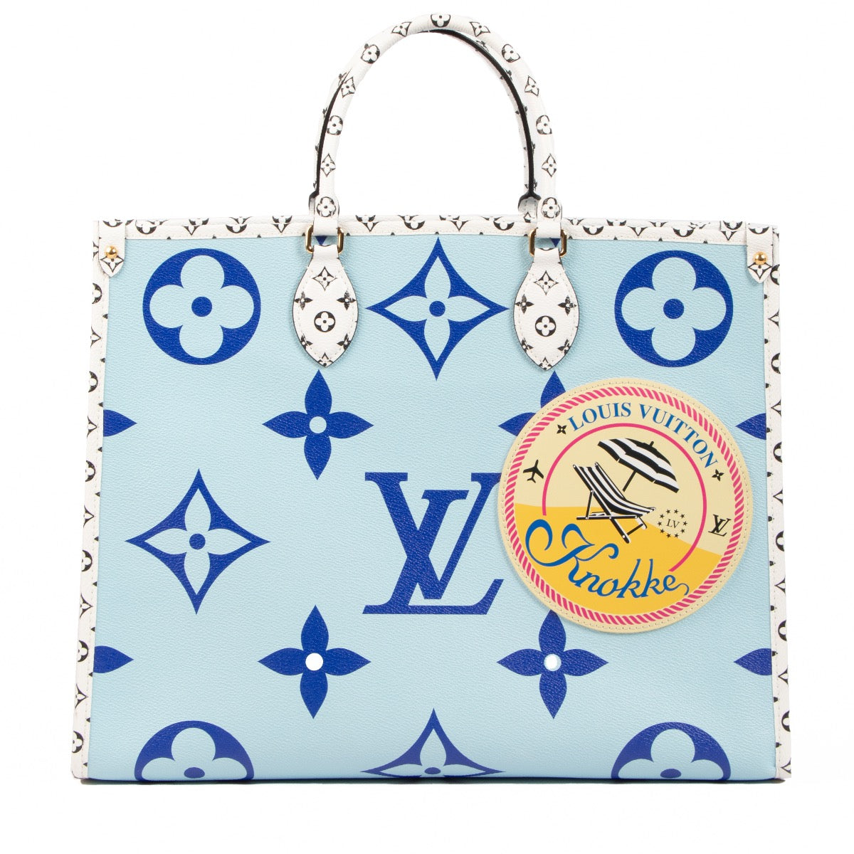 Shop safe online at Labellov in Antwerp, Brussels and Knokke this 100% authentic second hand Louis Vuitton Blue Monogram Limited Edition Knokke Onthego