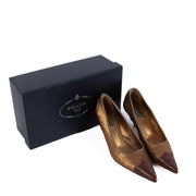 Prada Bronze Sequin Kitten Heels