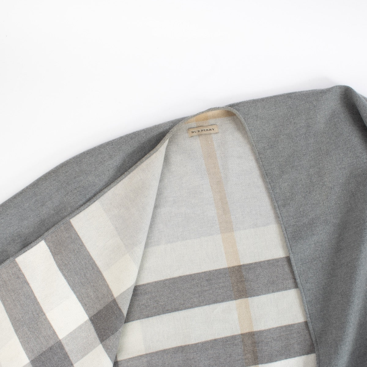 Authentic Preloved Burberry Reversible Grey Check Merino Wool Poncho Cape on Labellov.com