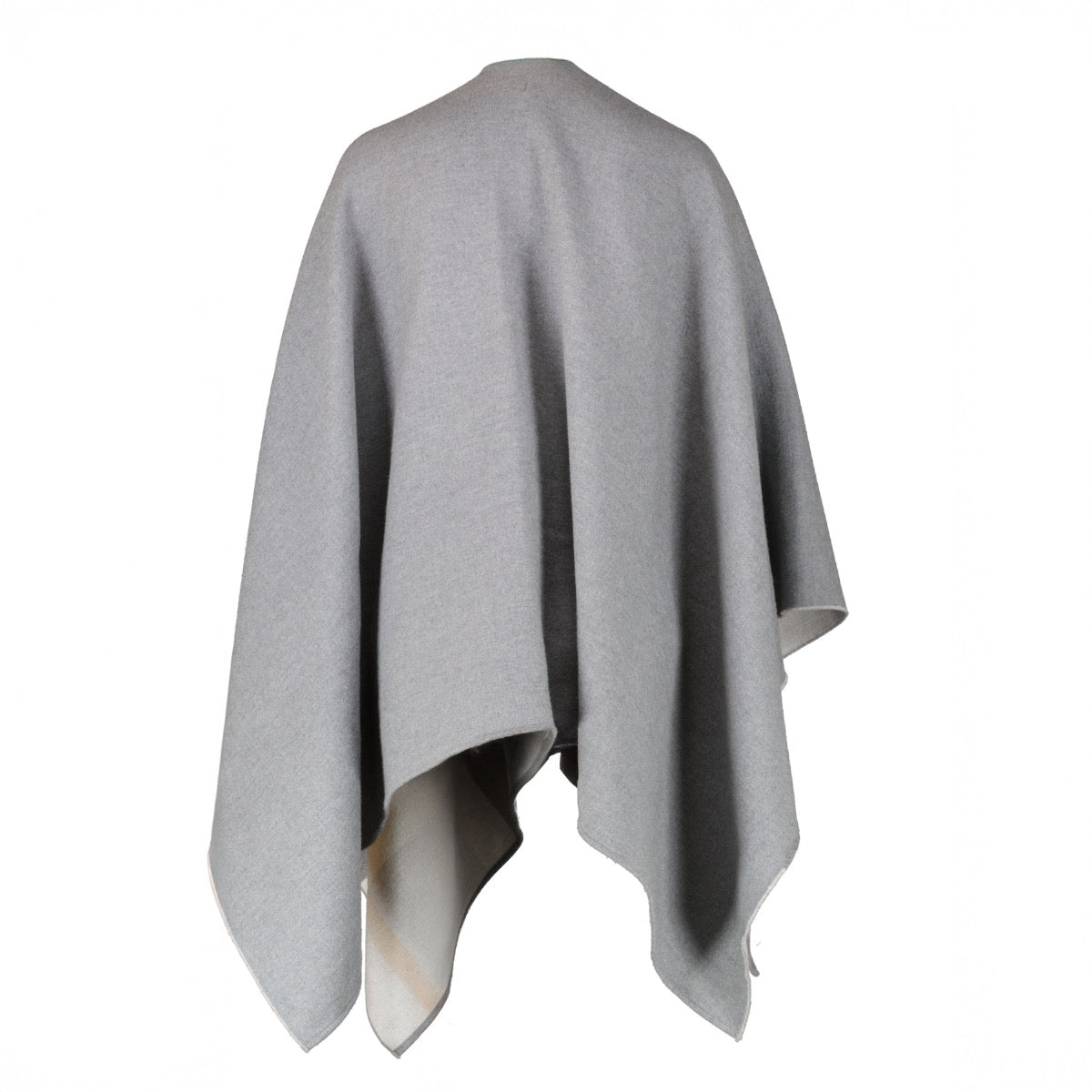 Authentic Preloved Burberry Reversible Grey Check Merino Wool Poncho Cape on Labellov.com
