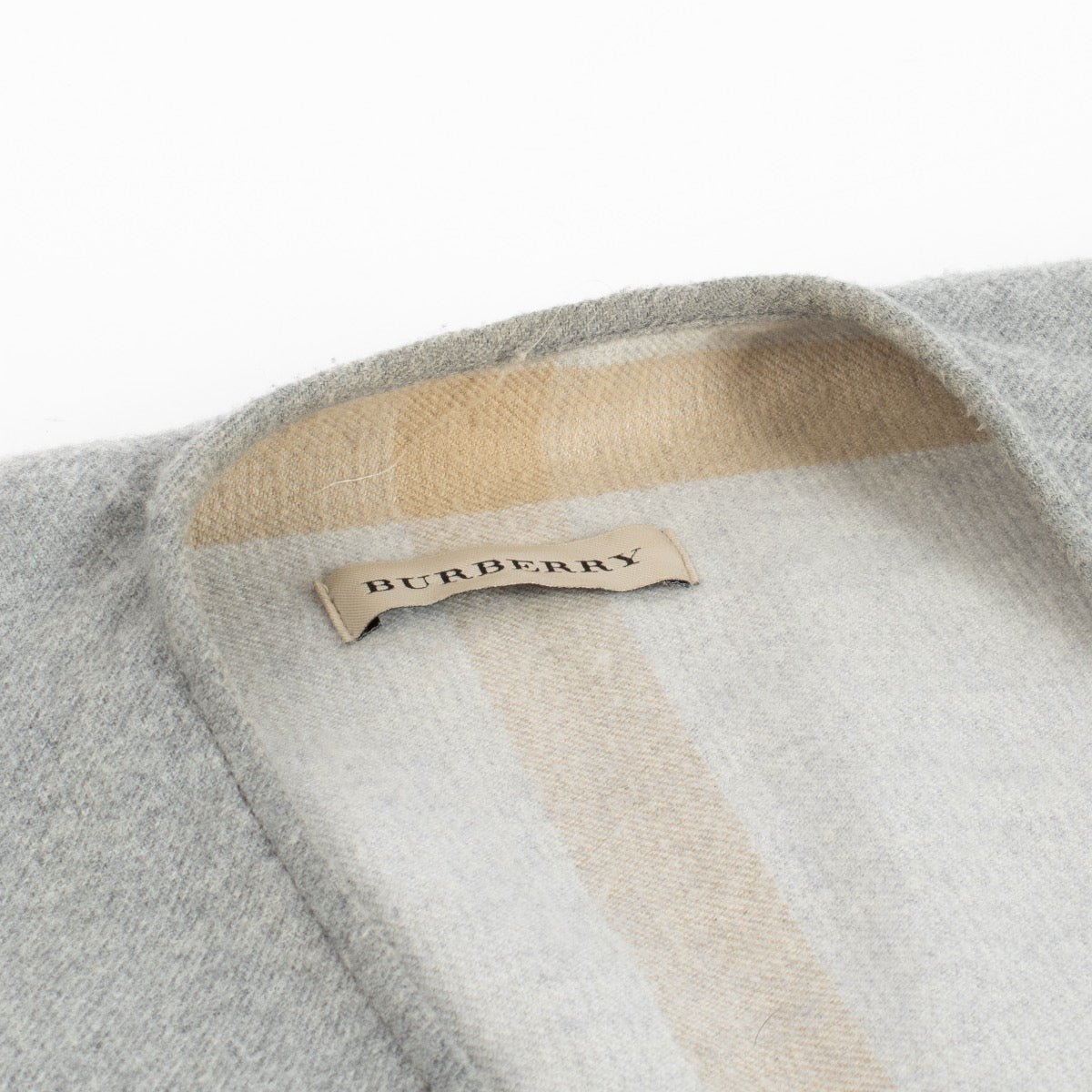 Authentic Preloved Burberry Reversible Grey Check Merino Wool Poncho Cape on Labellov.com