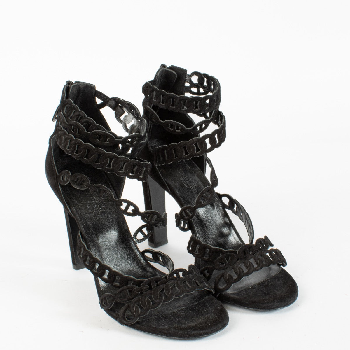 Authentic pre-loved Hermès Black Naide Sandals — Size 39 on Labellov.com