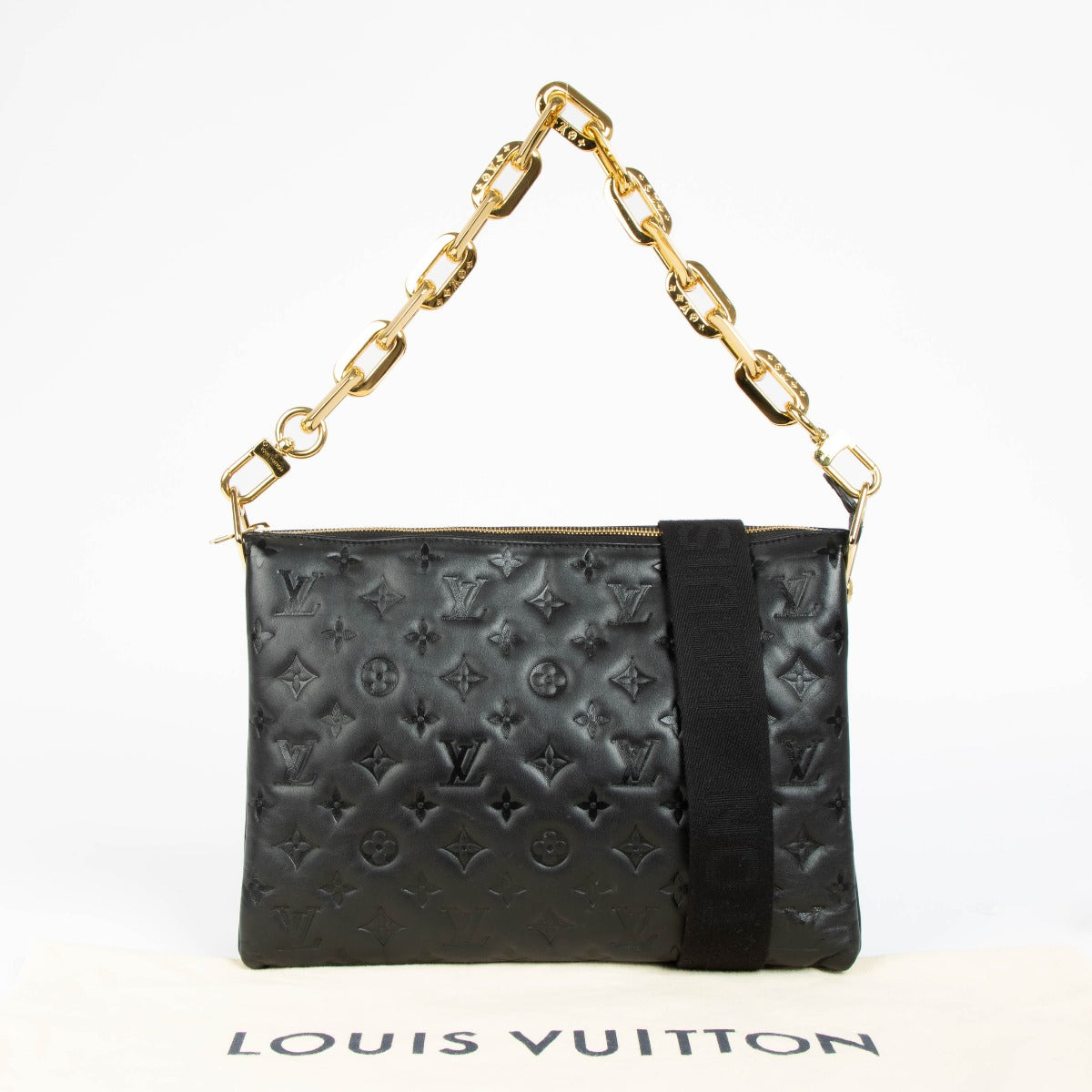 Shop this authentic Louis Vuitton Black Lambskin Coussin MM Bag pre-loved on Labellov.com