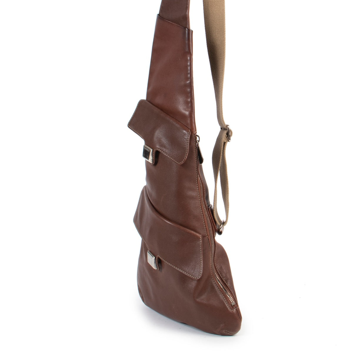 Deux de Delvaux bruine leren crossbodytas