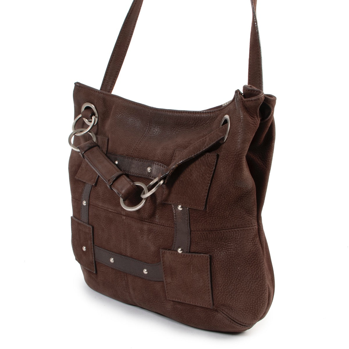 Online veilig tweedehands Delvaux Nubuck tas kopen in bruin.