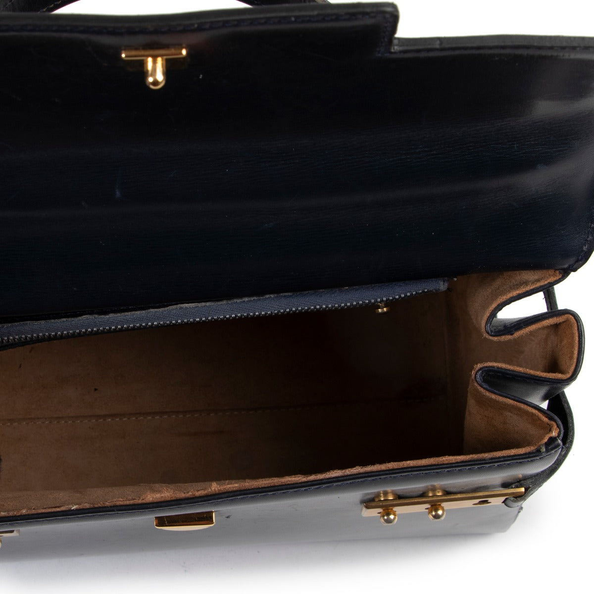 Delvaux Marine Blue Leather Tempête Top Handle