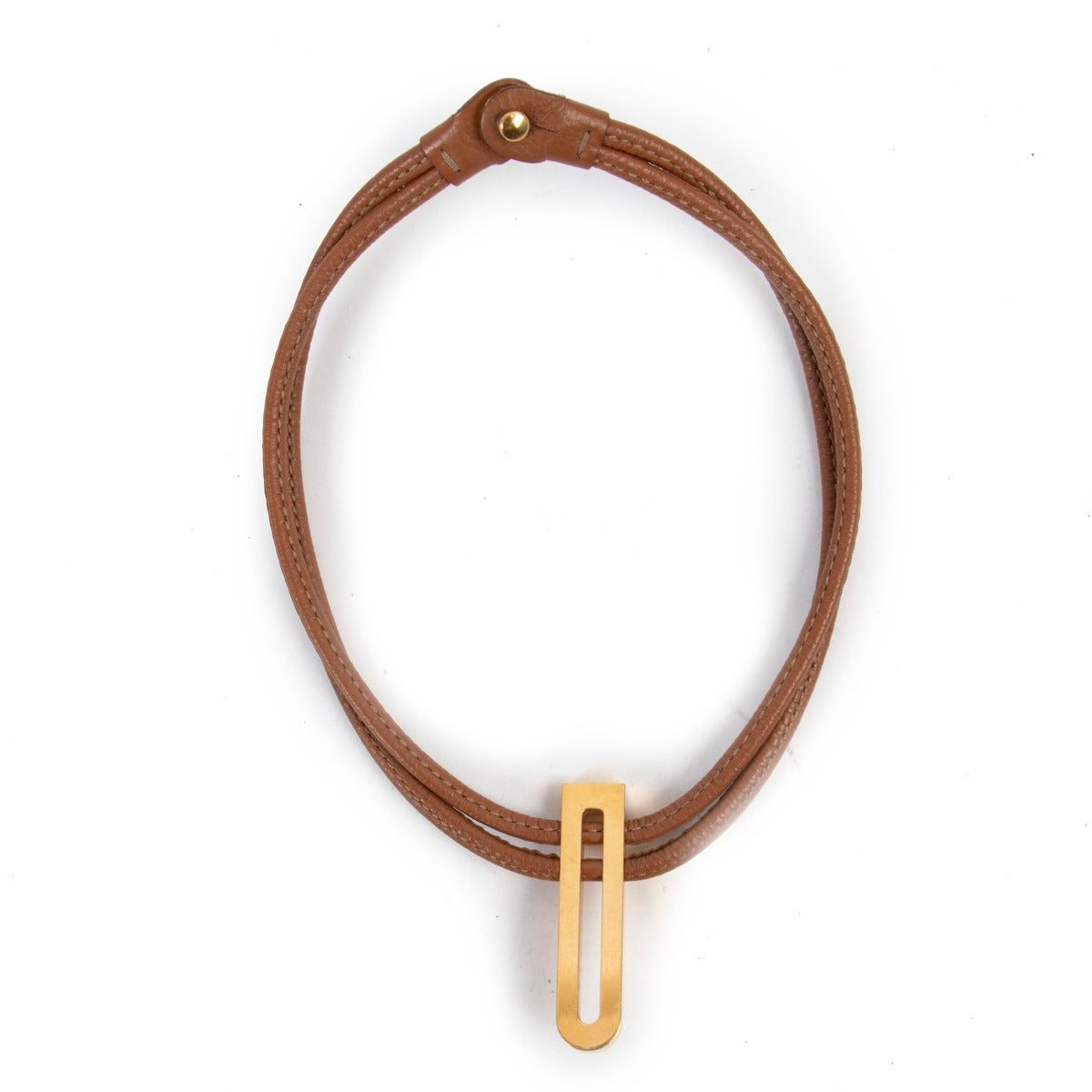Delvaux Cognac Leather Necklace