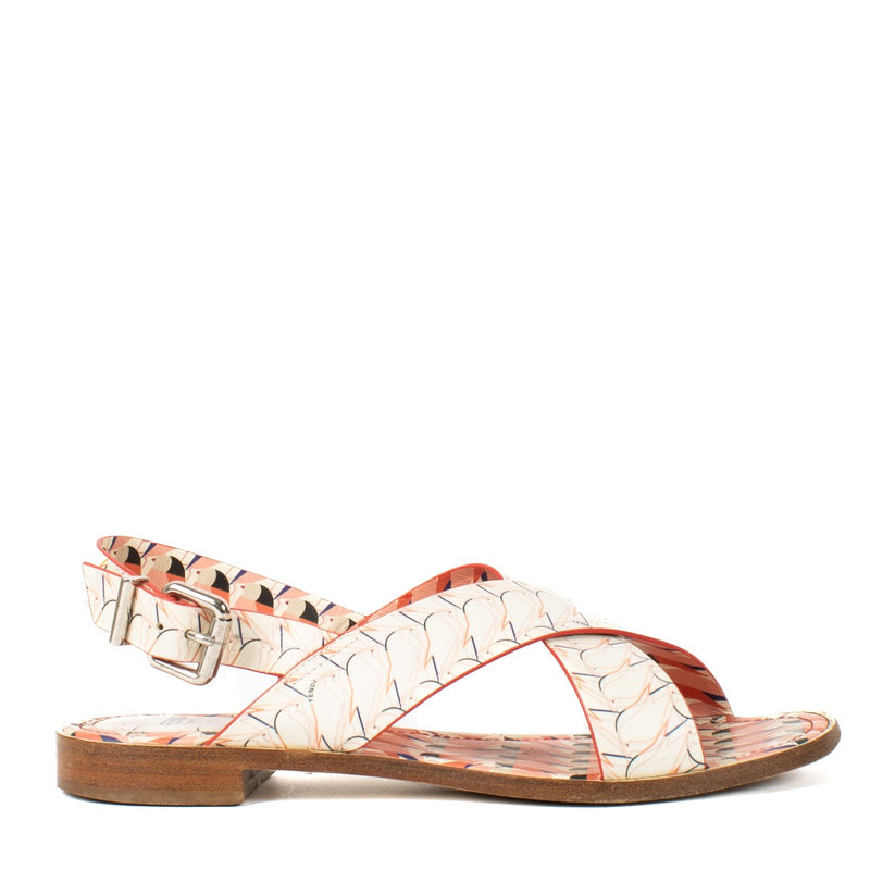 Fendi Multicolor Bird Print Sandals