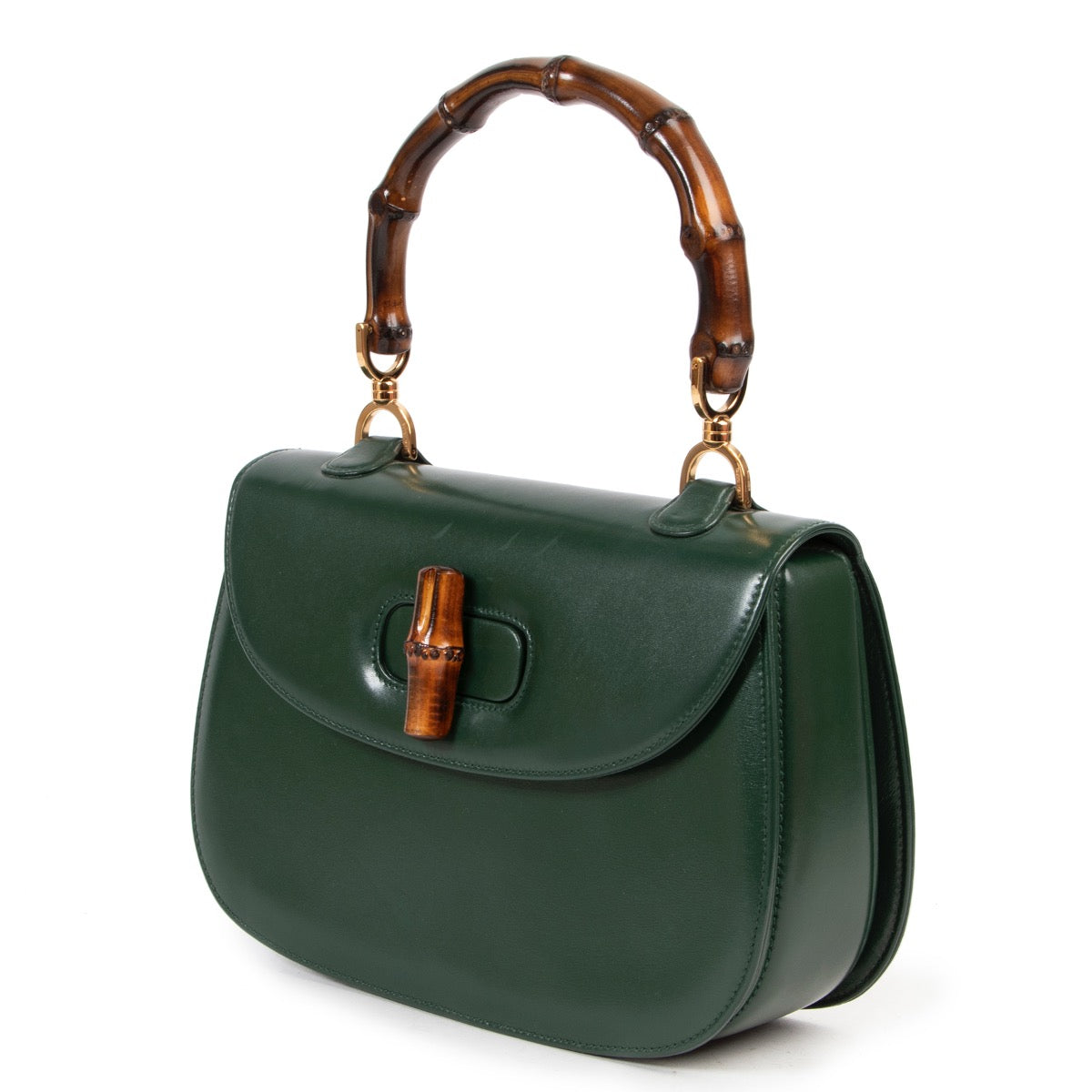 acheter en ligne seconde main Gucci Green Bamboo Top Handle Bag