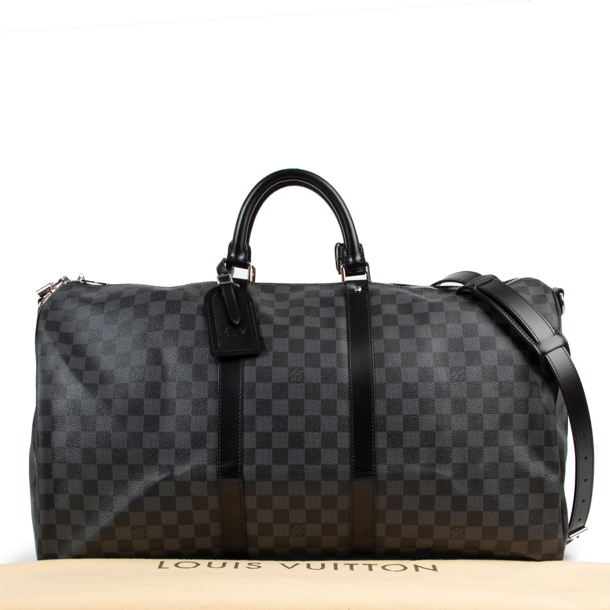 Louis Vuitton Keepall Bandoulière 55 Damier Graphite Travel Bag