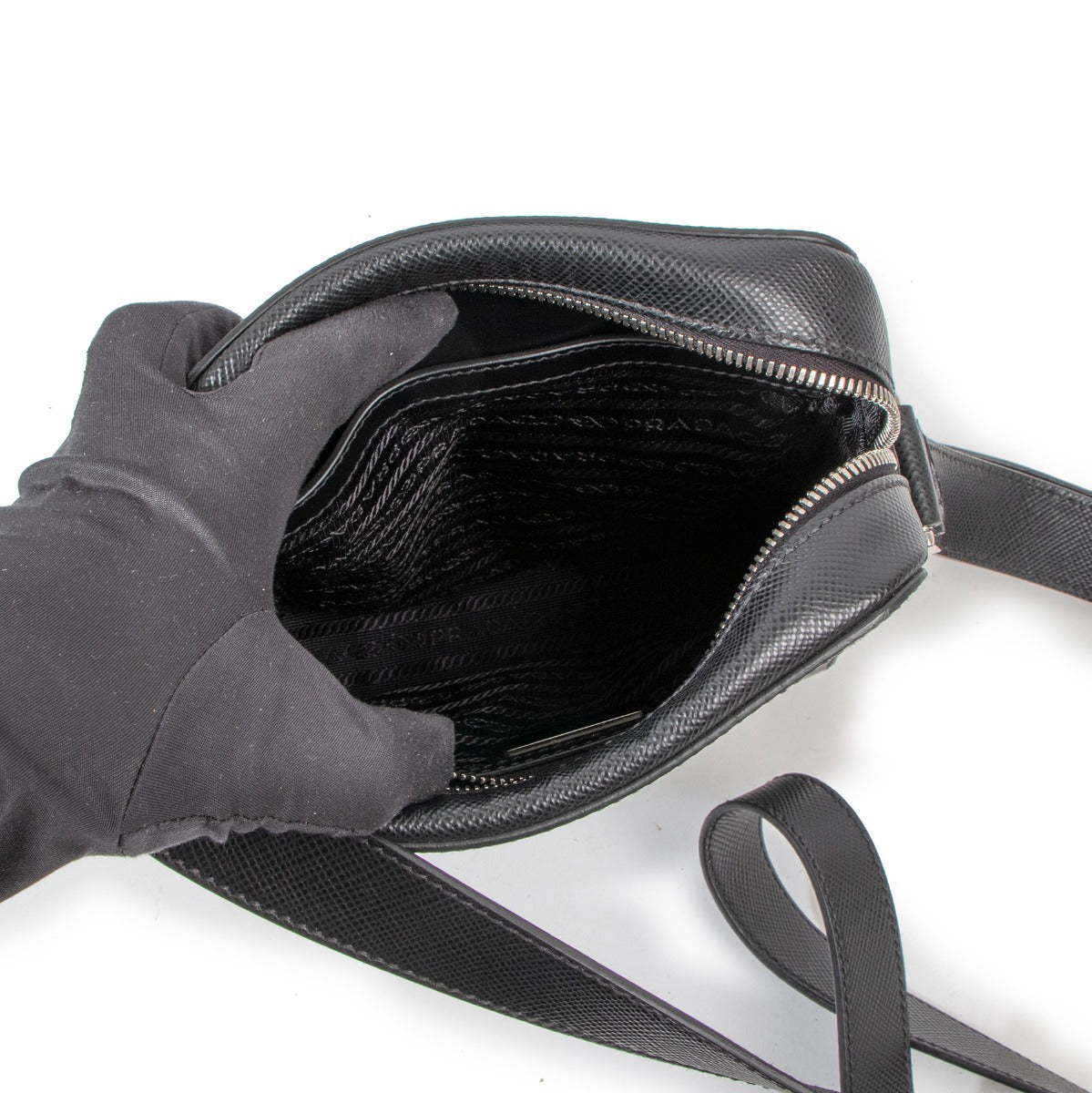 Prada Black Saffiano Small Messenger Bag