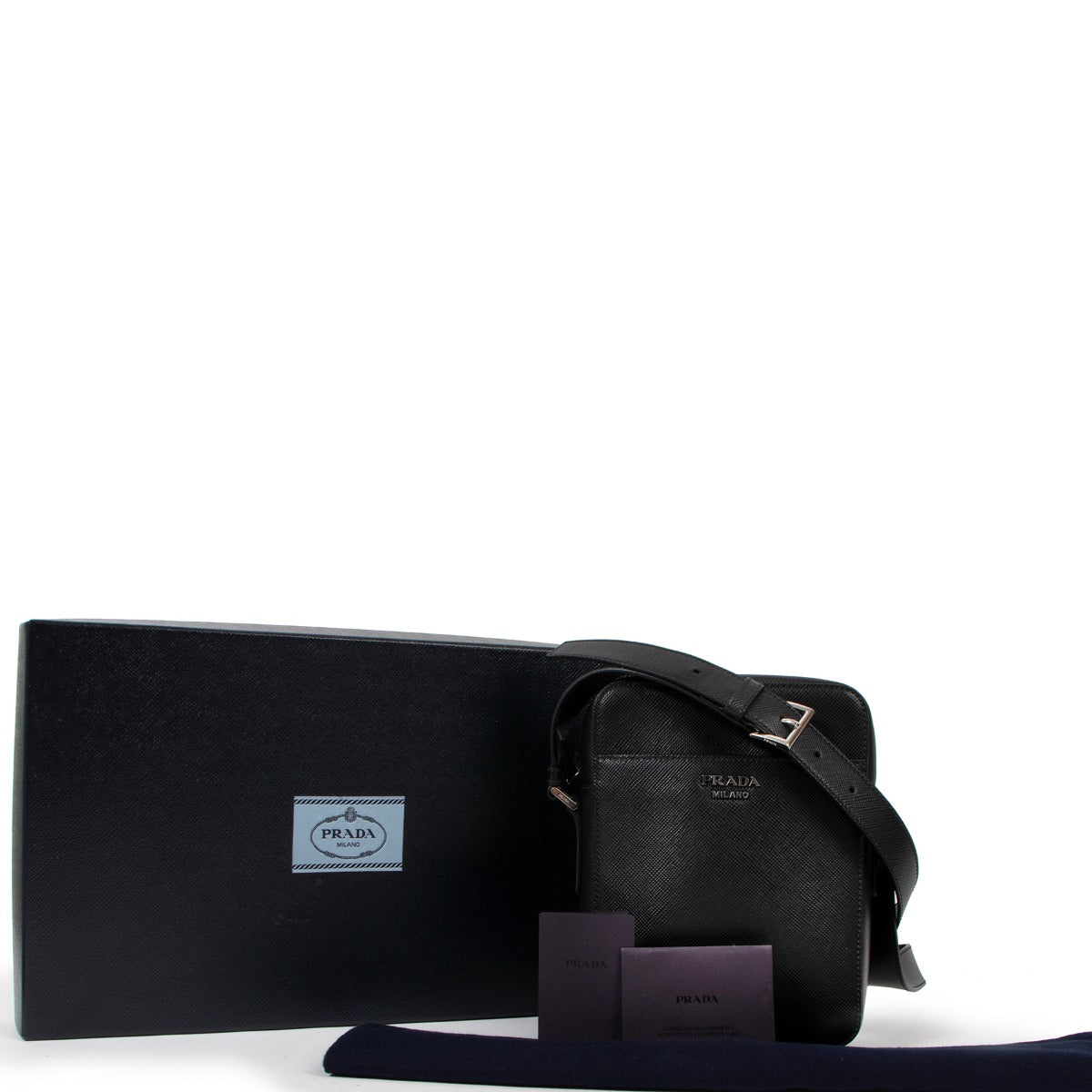 Prada Black Saffiano Small Messenger Bag