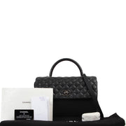 Shop safe online 100% authentic second hand Chanel Black Quilted Caviar Leather Coco Handle in excellent, as new condition at the right price at Labellov in Antwerp.
