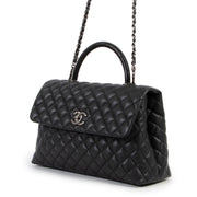 Shop safe online 100% authentic second hand Chanel Black Quilted Caviar Leather Coco Handle in excellent, as new condition at the right price at Labellov in Antwerp.