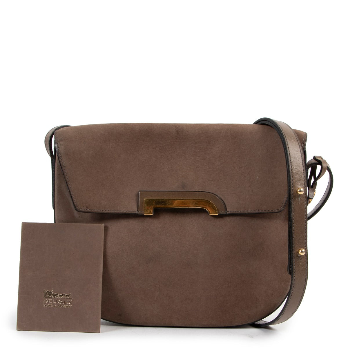 Get this Delvaux Taupe Nubuck Crossbody at Labellov online or in store in Antwerp
