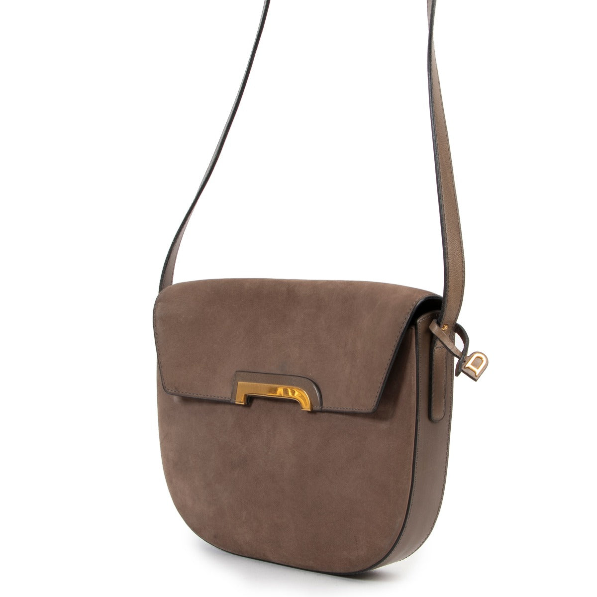 Get this Delvaux Taupe Nubuck Crossbody at Labellov online or in store in Antwerp