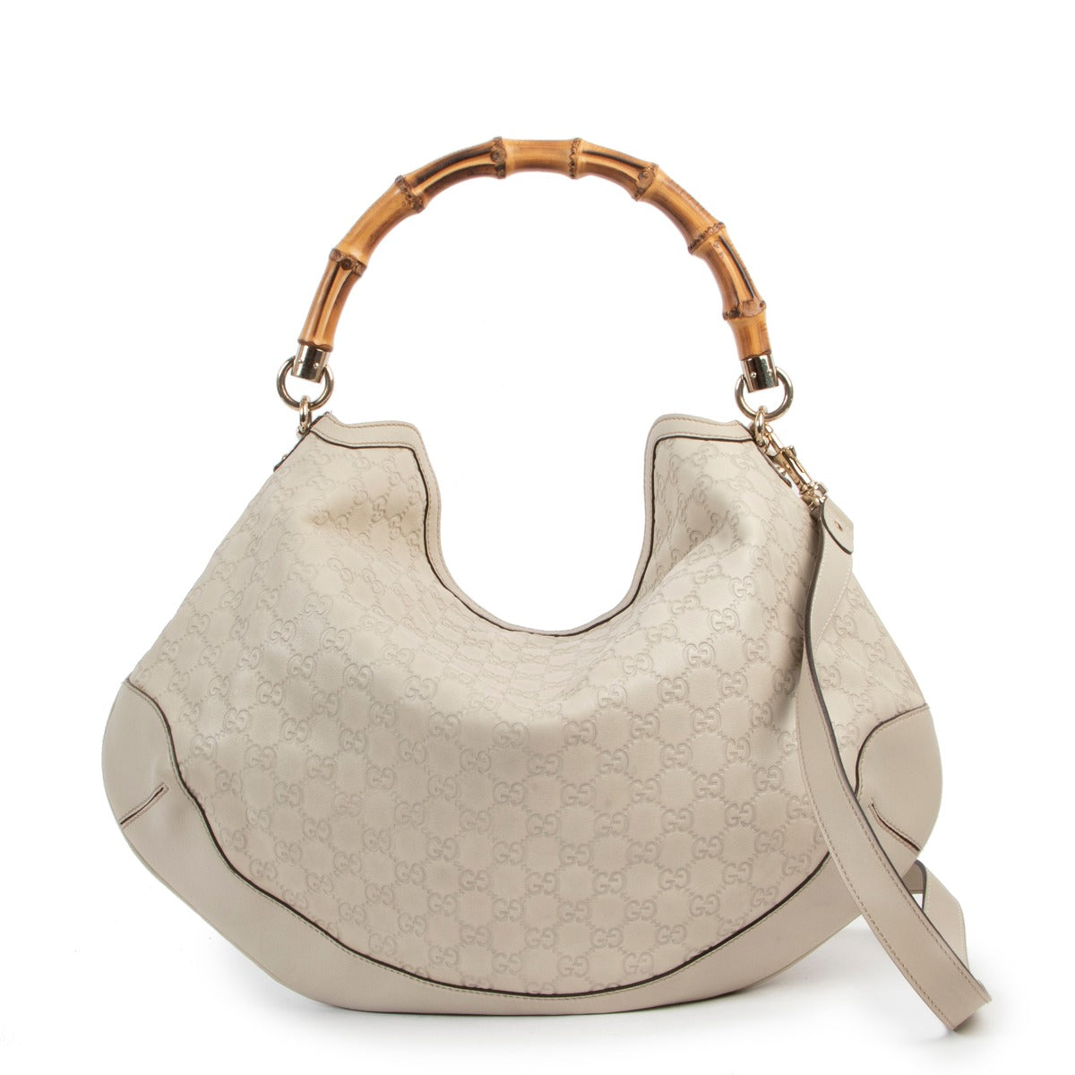 Gucci Ivory Guccissima Peggy Bamboo Bag