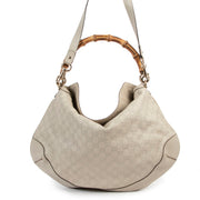 Gucci Ivory Guccissima Peggy Bamboo Bag in good condition