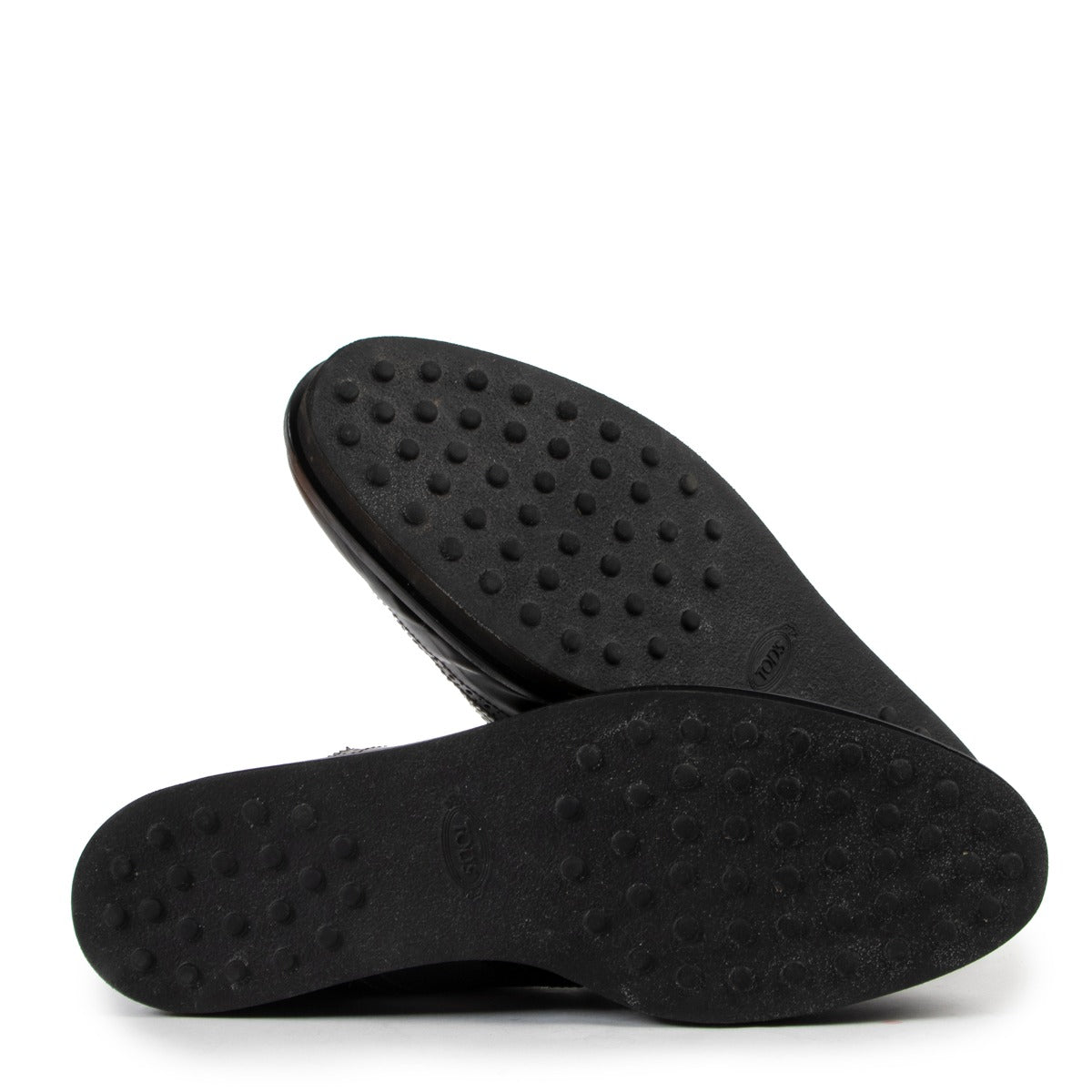 Available at Labellov Tods Black Silver Leather Flats - Size 40,5