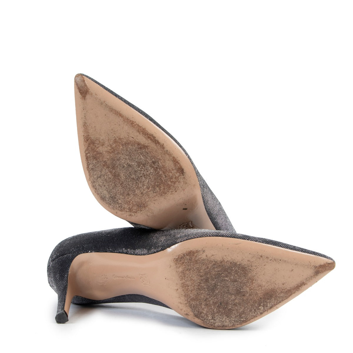 Gianvito Rossi Silver Glitter Pumps - Size 38,5 at Labellov