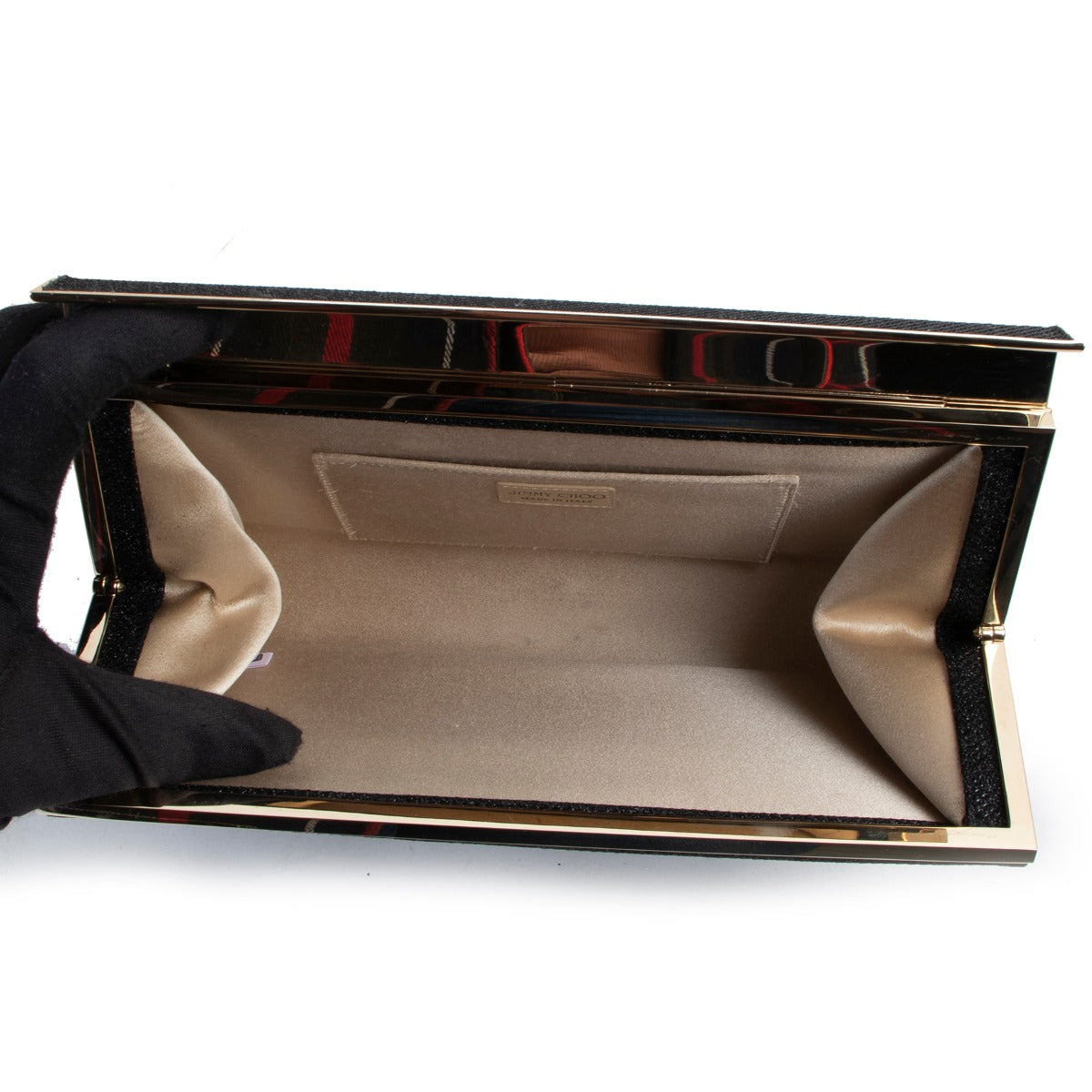 Jimmy Choo Black Glitter Clutch available at Labellov in very good condition, with small sign of use. Buy and sell your designer items at Labellov Antwerp and give them a secondlife