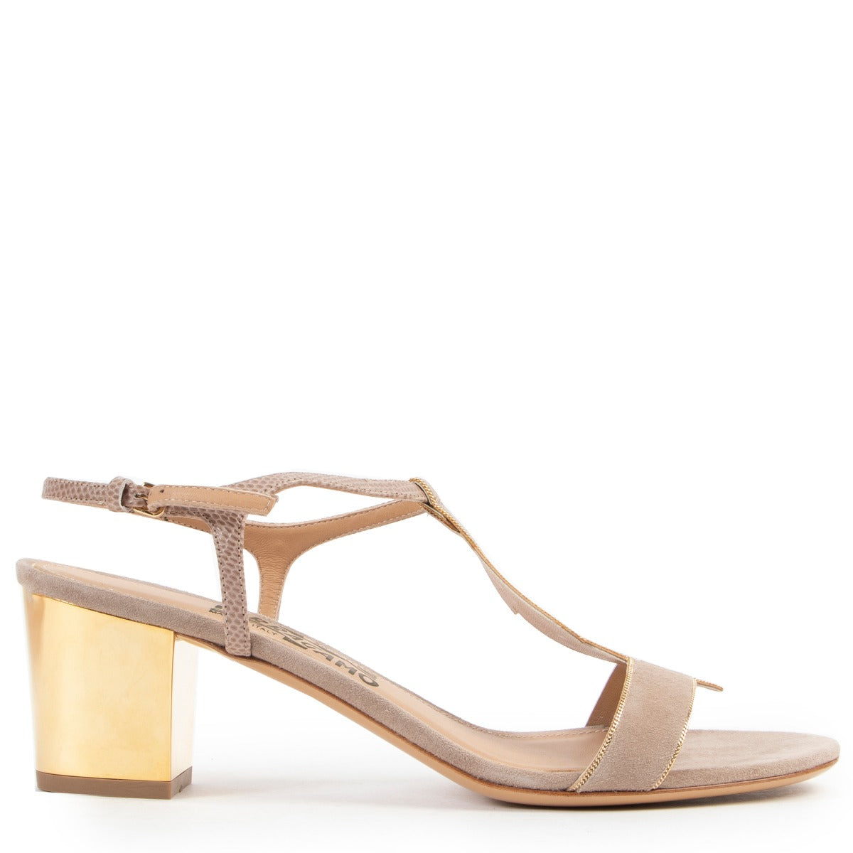 Salvatore Ferragamo Greige Suède Calf Melly Sandals - Size 38,5