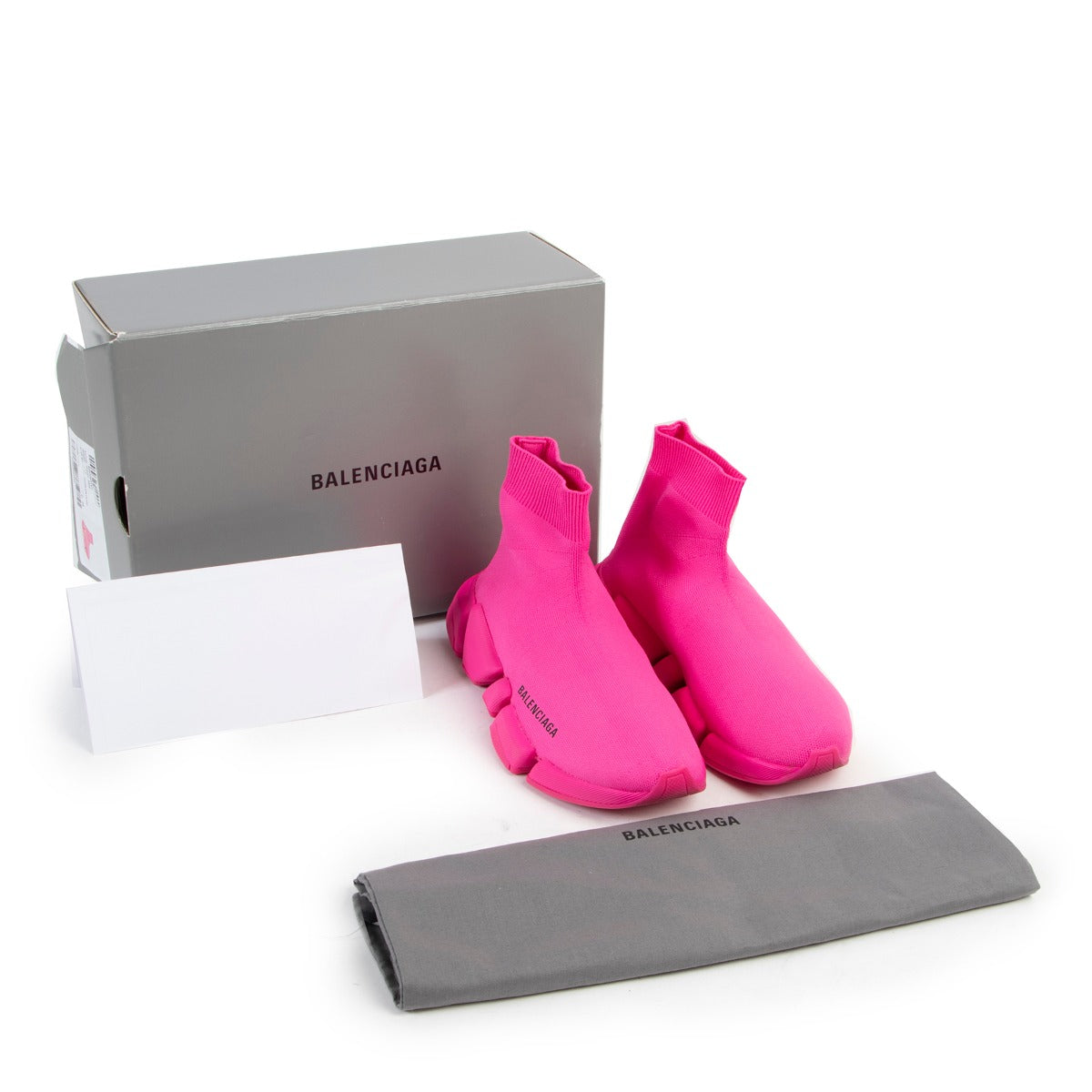Balenciaga Knit Sole Fluo Neon Rose Speed 2.0 Sneakers - Size 38 available now at Labellov Luxury for a reasonable price and in very good condition. So shop them now!