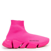 Balenciaga Knit Sole Fluo Neon Rose Speed 2.0 Sneakers - Size 38