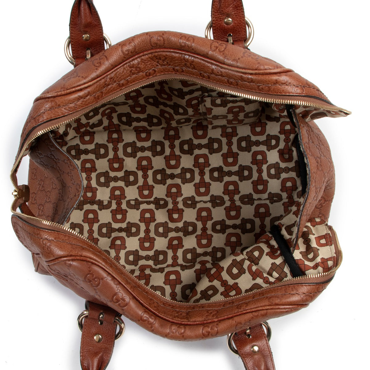 Gucci Brown Leather Monogram Shoulder bag