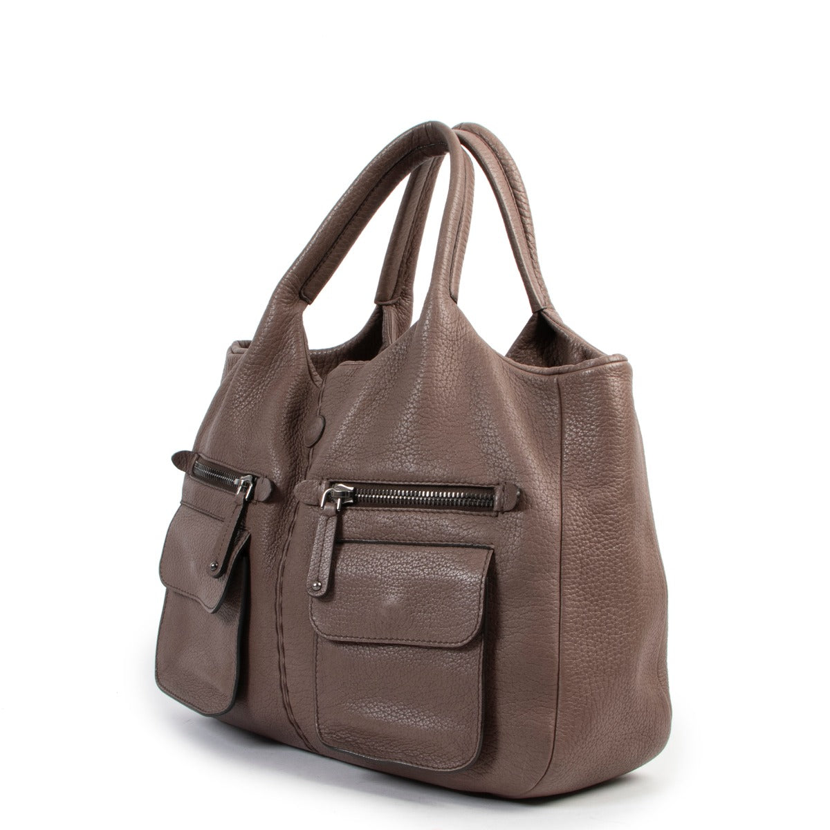 Original vintage Tods Brown Grained Leather Shoulder bag in very good condition for sale on Labellov site for 2nd hand designer bags