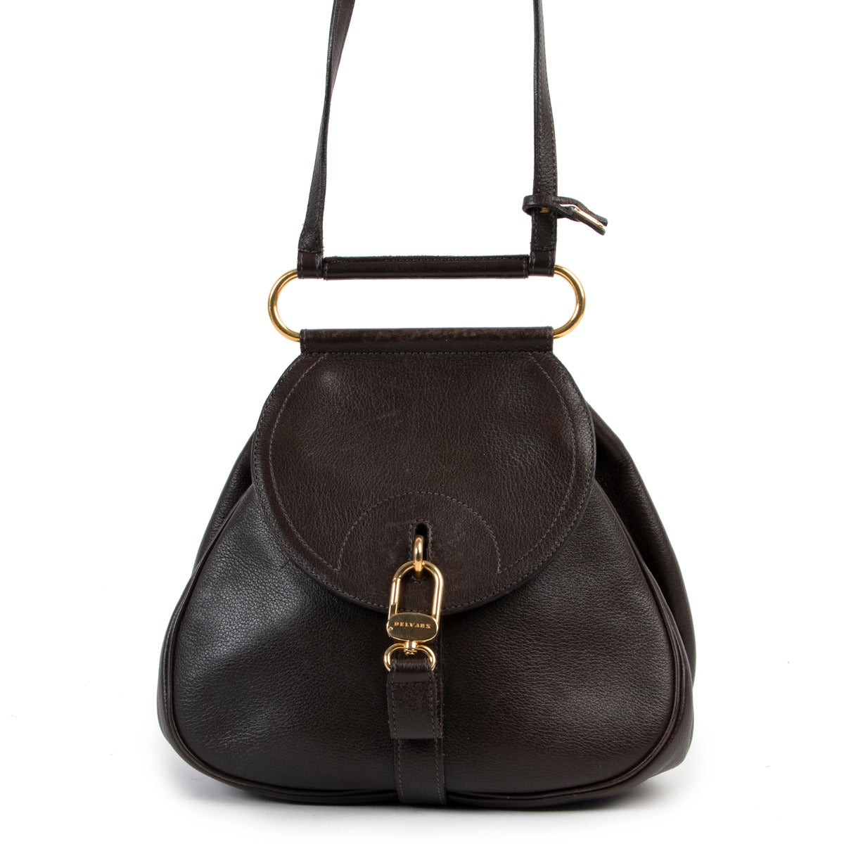 Delvaux Brown Cerceau Shoulder Bag