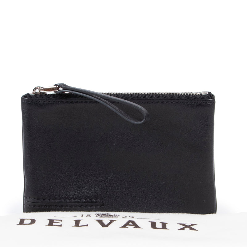 Online kopen authentieke Delvaux portemonee in zwart leer.