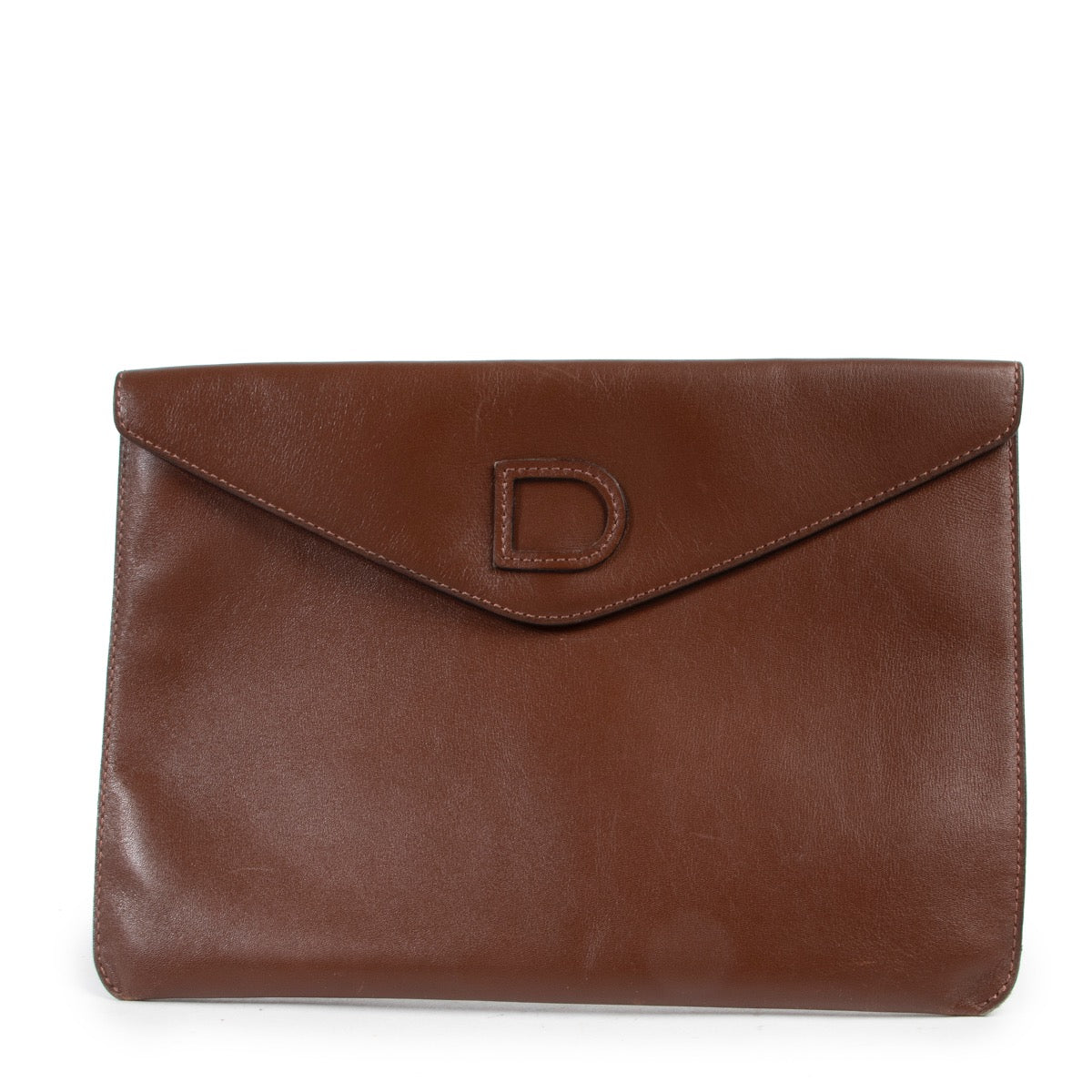 Delvaux brown clutch enveloppe