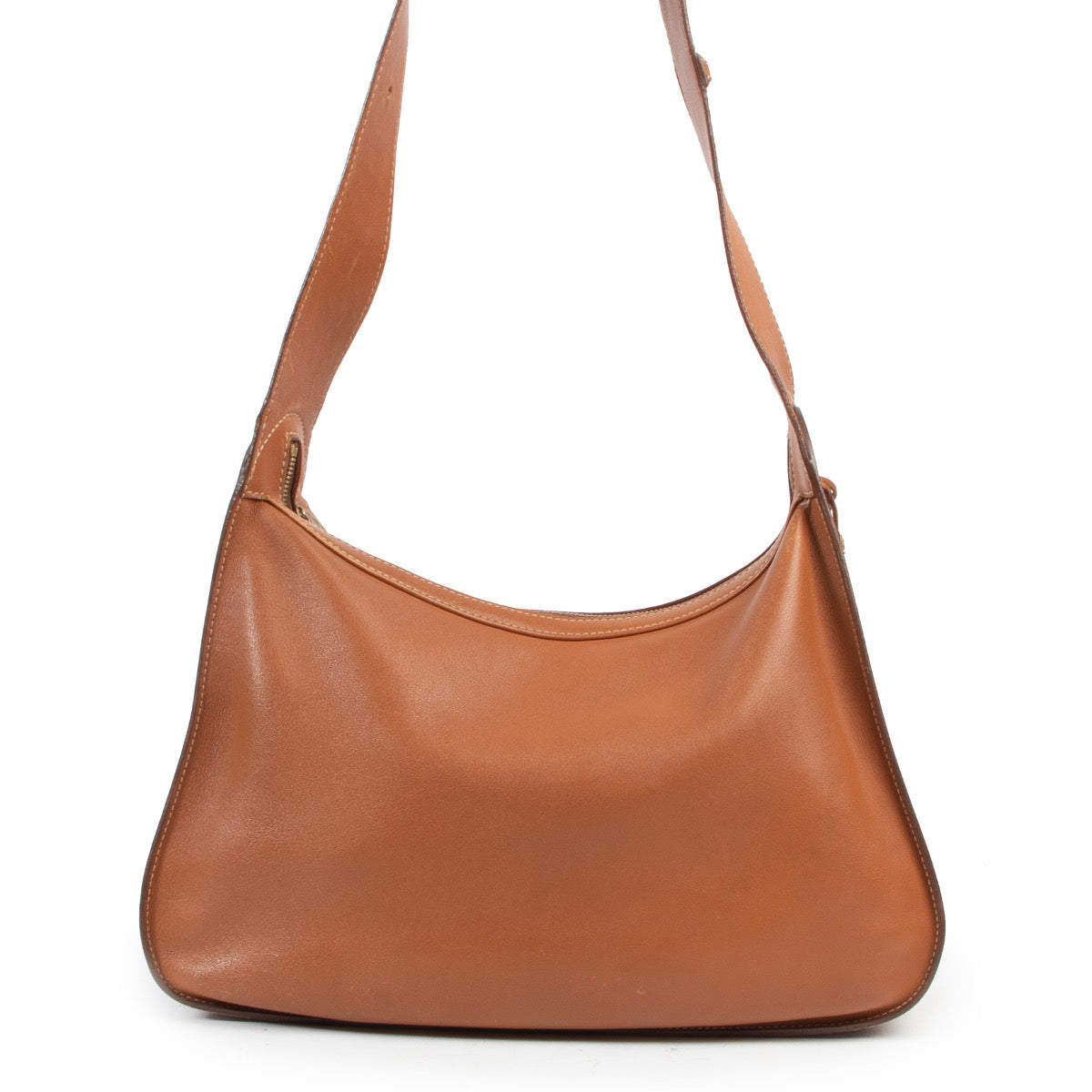 Shop safe online at Labellov.com this Delvaux Cognac Pensee Mustang Shoulder bag.