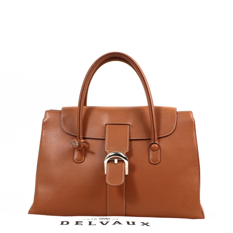 Buy an authentic second-hand Delvaux Cognac Jumping Fauve Cabriolet Top Handle Bag in very good condition at Labellov in Antwerp.