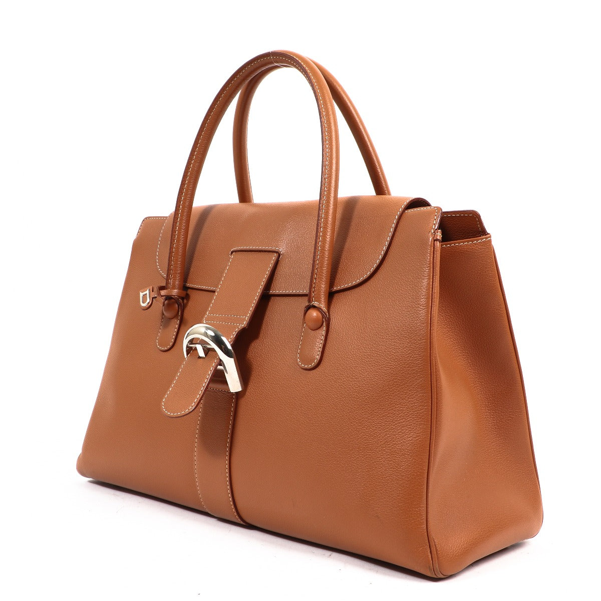 Buy an authentic second-hand Delvaux Cognac Jumping Fauve Cabriolet Top Handle Bag in very good condition at Labellov in Antwerp.