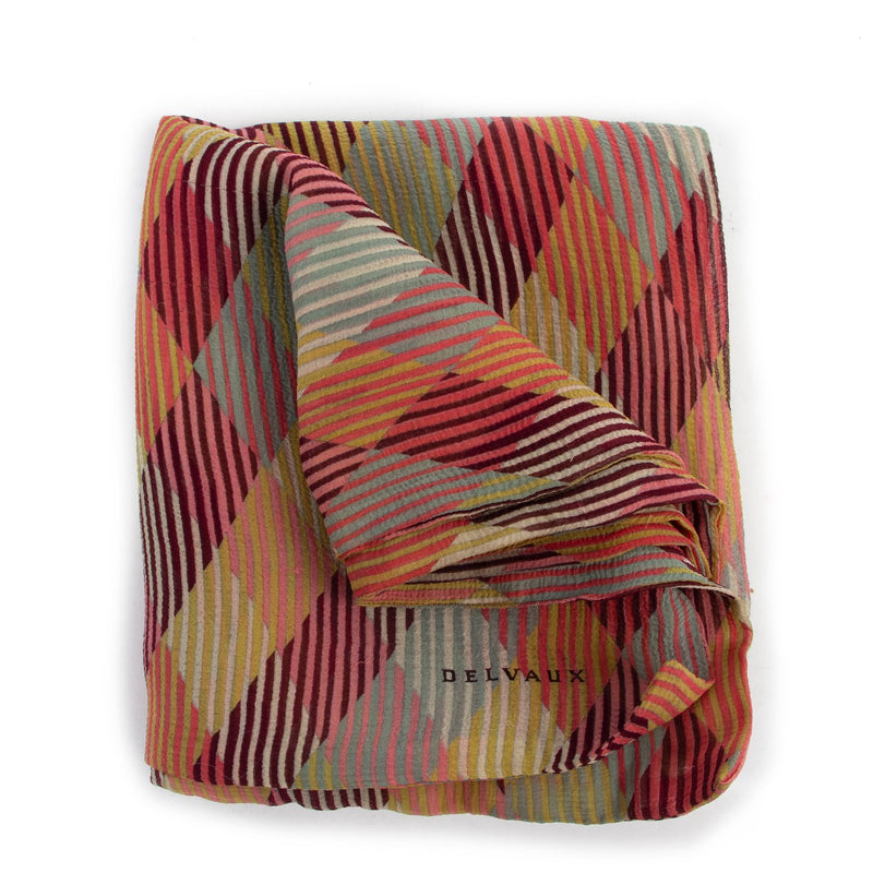 Original Delvaux Multicolor 100% Silk Scarf in good condition on Labellov vintage site for 2nd hand designer goods and accessories
