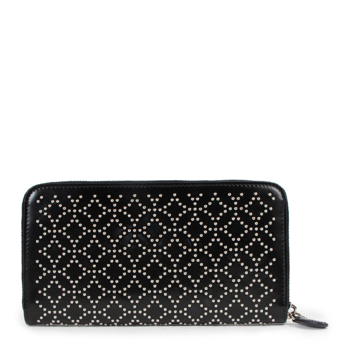 Alaïa Black Leather Studded Zip Long Wallet