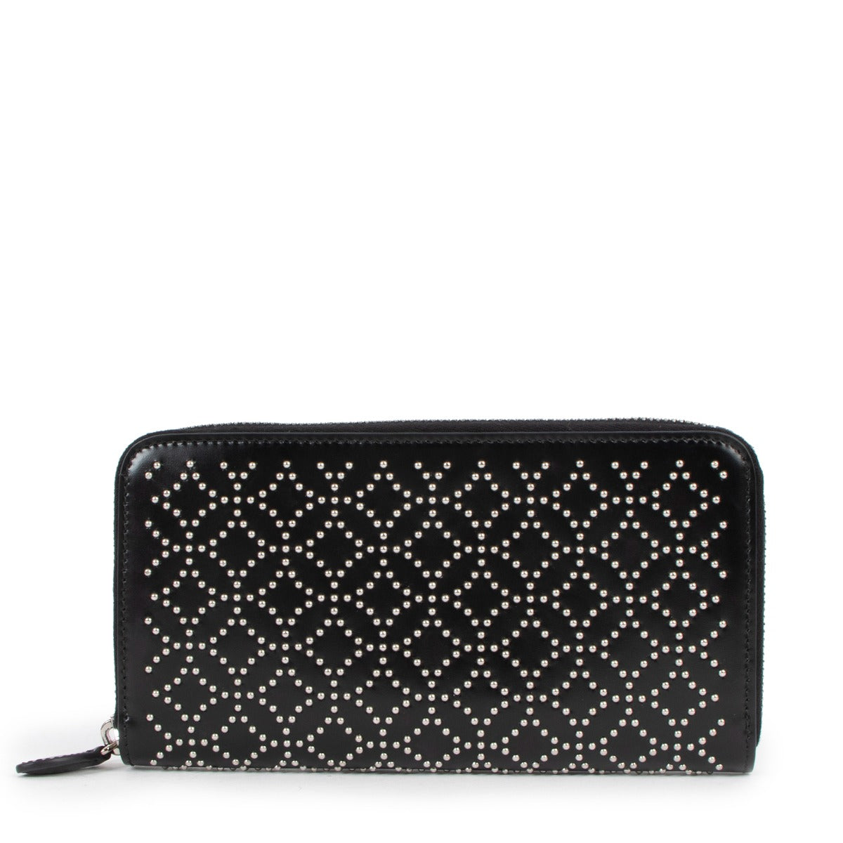 Buy an authentic second hand Alaïa Black Leather Studded Wallet in very good condition at Labellov
