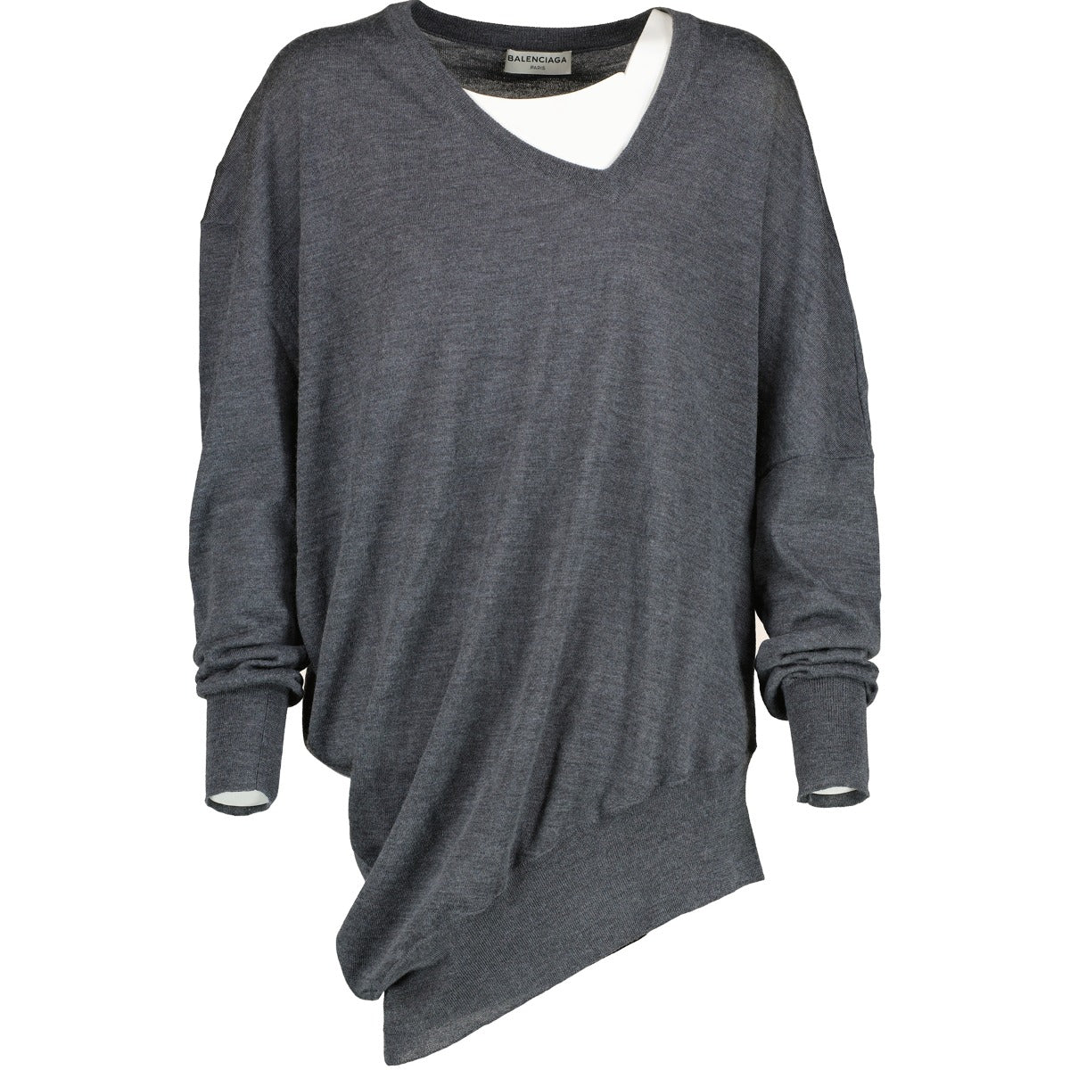 Pull asymétrique en maille Balenciaga gris - Taille 38