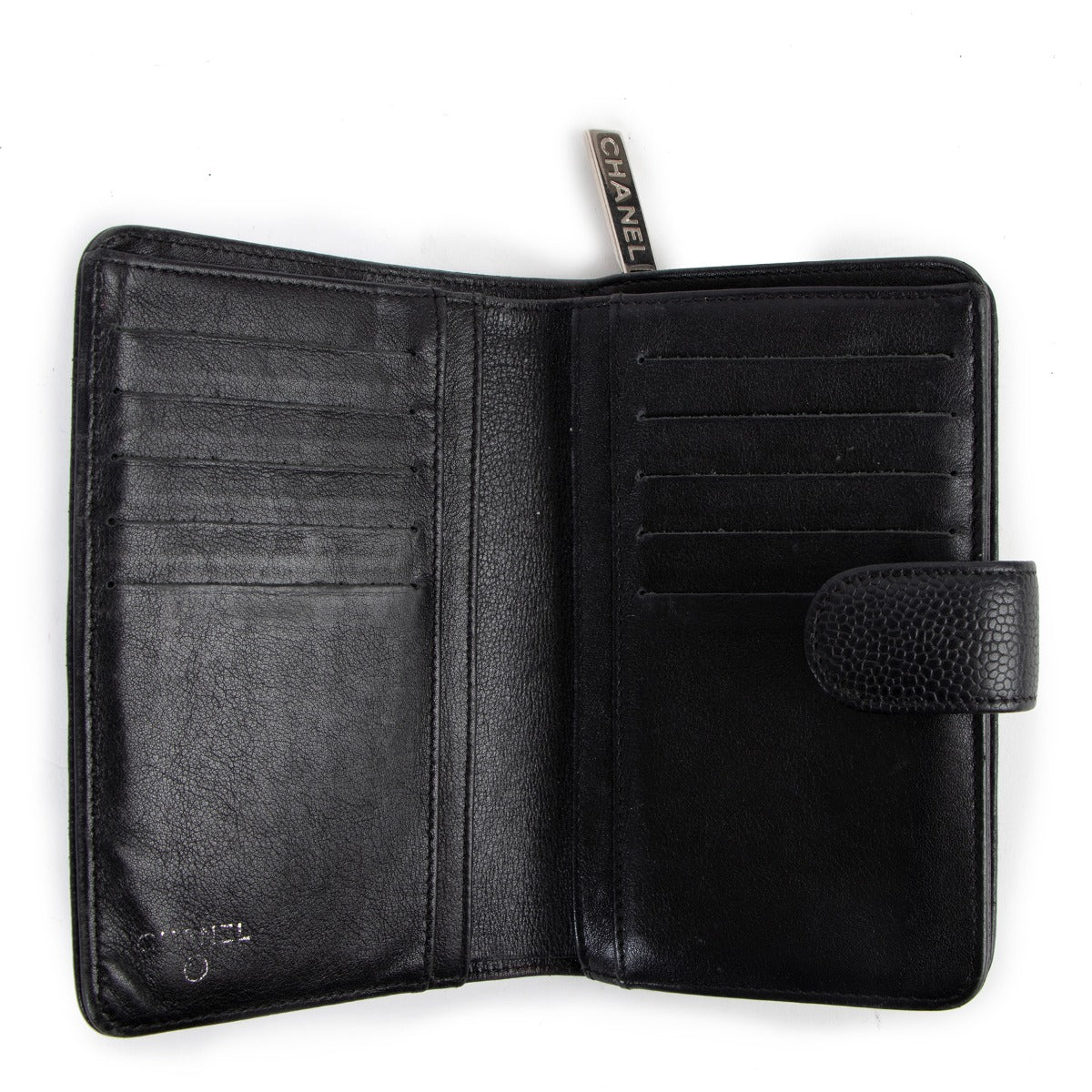 Chanel Black CC Timeless Caviar Leather Compact Wallet