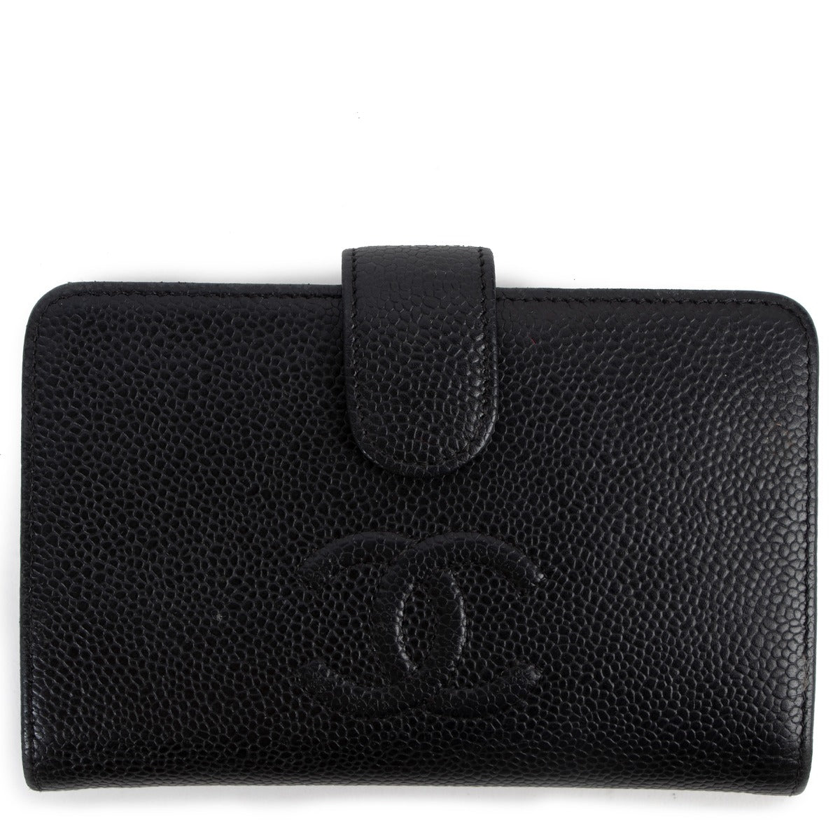 Chanel Black CC Timeless Caviar Leather Compact Wallet