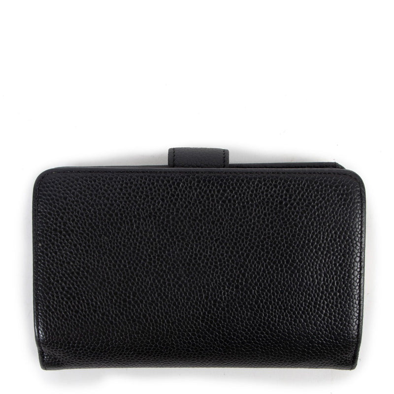 Chanel Black CC Timeless Caviar Leather Compact Wallet