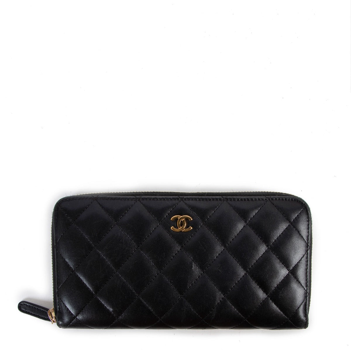 Chanel Black Quilted Lambskin Classic Large Zipper Wallet