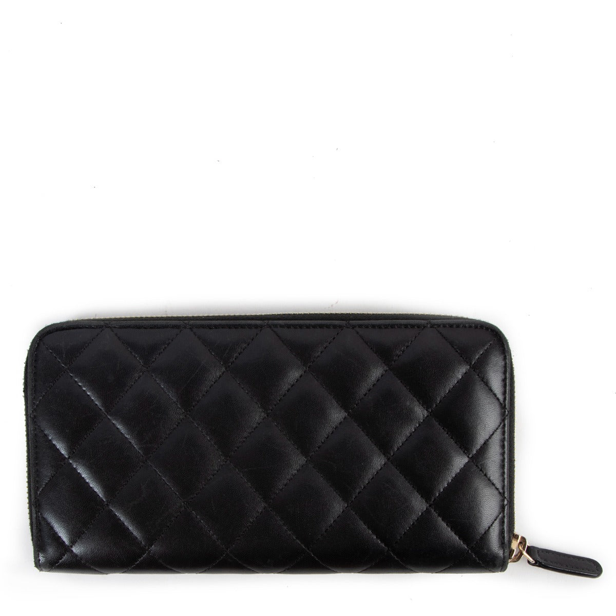 Chanel Black Quilted Lambskin Classic Large Zipper Wallet