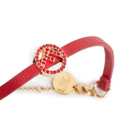 Fendi Red Leather Logo Bracelet