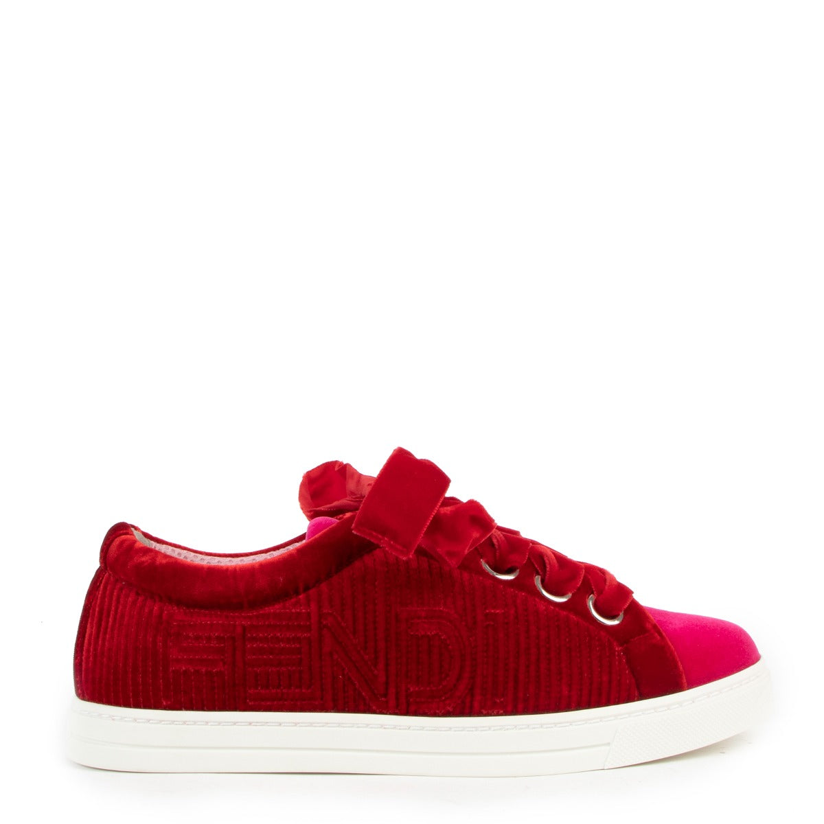 Fendi Two-Tone Velvet Logo-Embossed Sneakers
