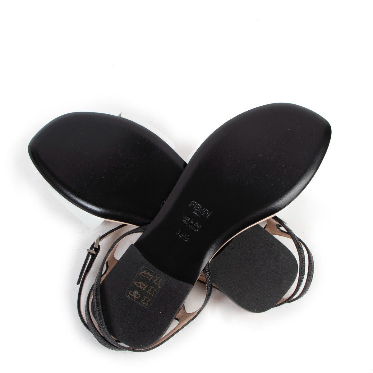 Fendi Leather Studs/Crystals Ankle Strap Sandals